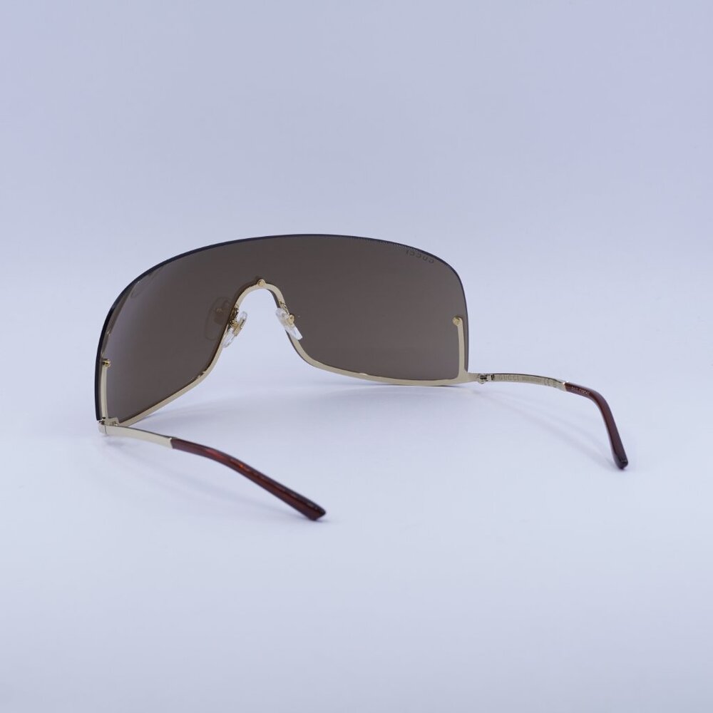 Gucci GG1560S 002 Sunglasses Gold Shield Frame, Brown Lenses - Picture 4 of 11